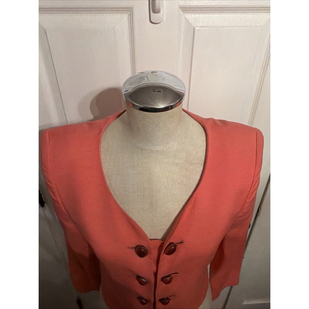 VTG‎ Christian Dior USA Sz 2 Power Blazer Jewel Oval Cabochon Buttons Crop 80's - Picture 3 of 12
